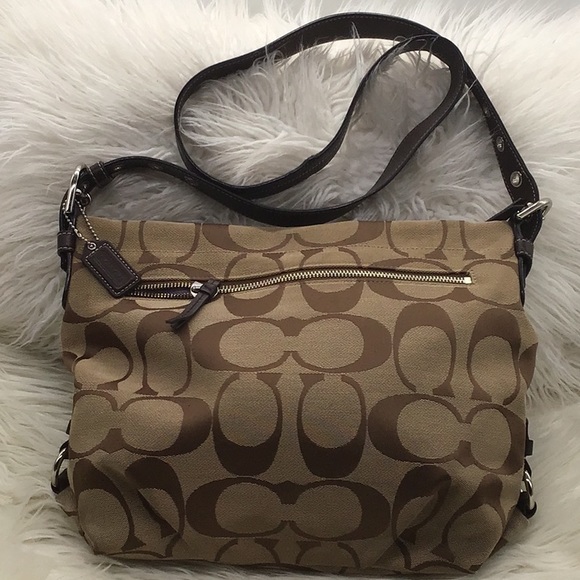 Coach Handbags - Coach Brown Signature Print Slouch Shoulder/Crossbody Bag